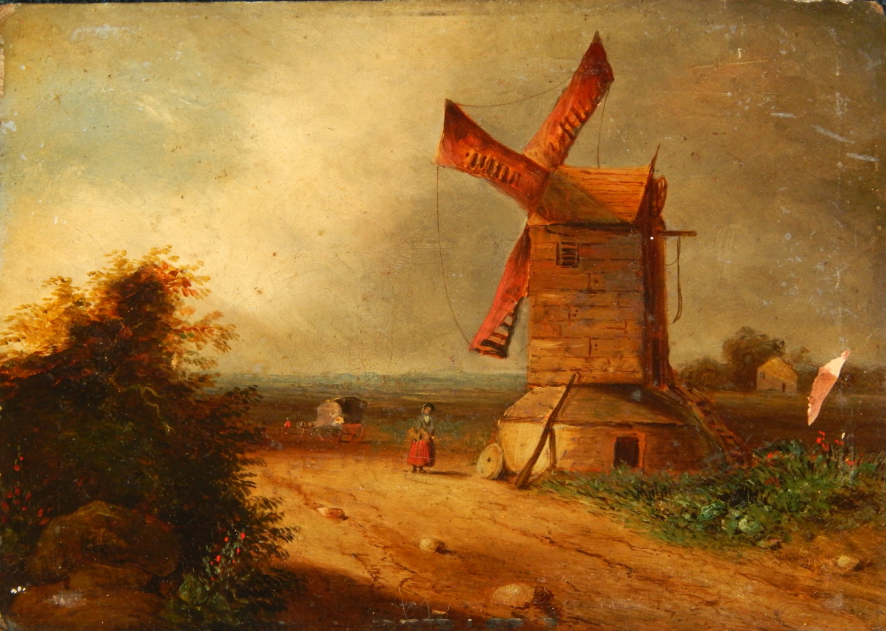 Appraisal: th thC Dutch School Windmill in landscape oil on board