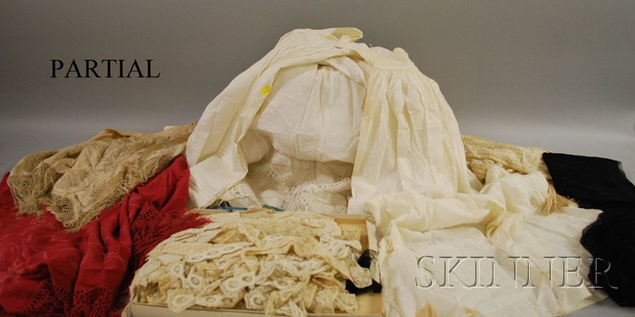 Appraisal: Group of Antique Linens and Lace including shawls and petticoats