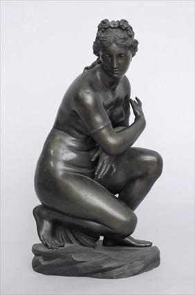 Appraisal: BRONZE NUDE FIGURE OF THE CROUCHING VENUS AFTER THE ANTIQUE