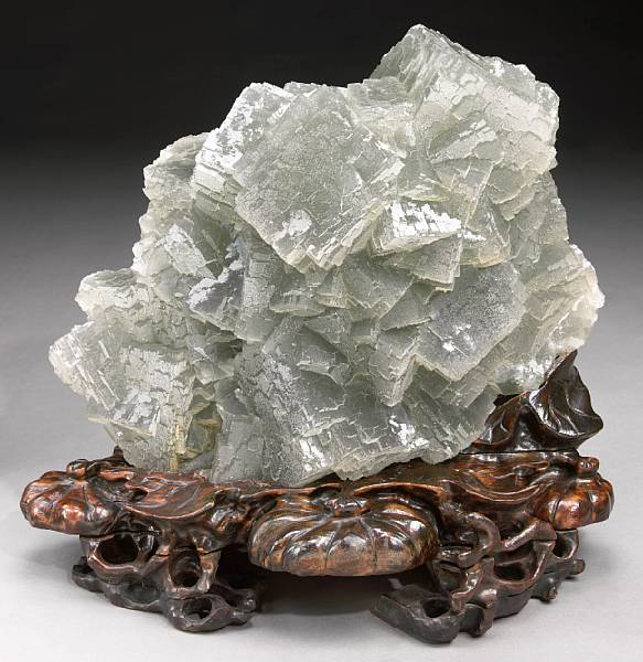 Appraisal: Green Fluorite on Base China Although pure fluorite is colorless