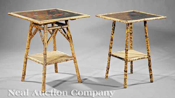 Appraisal: Two Antique Bamboo and Lacquered Occasional Tables c each with