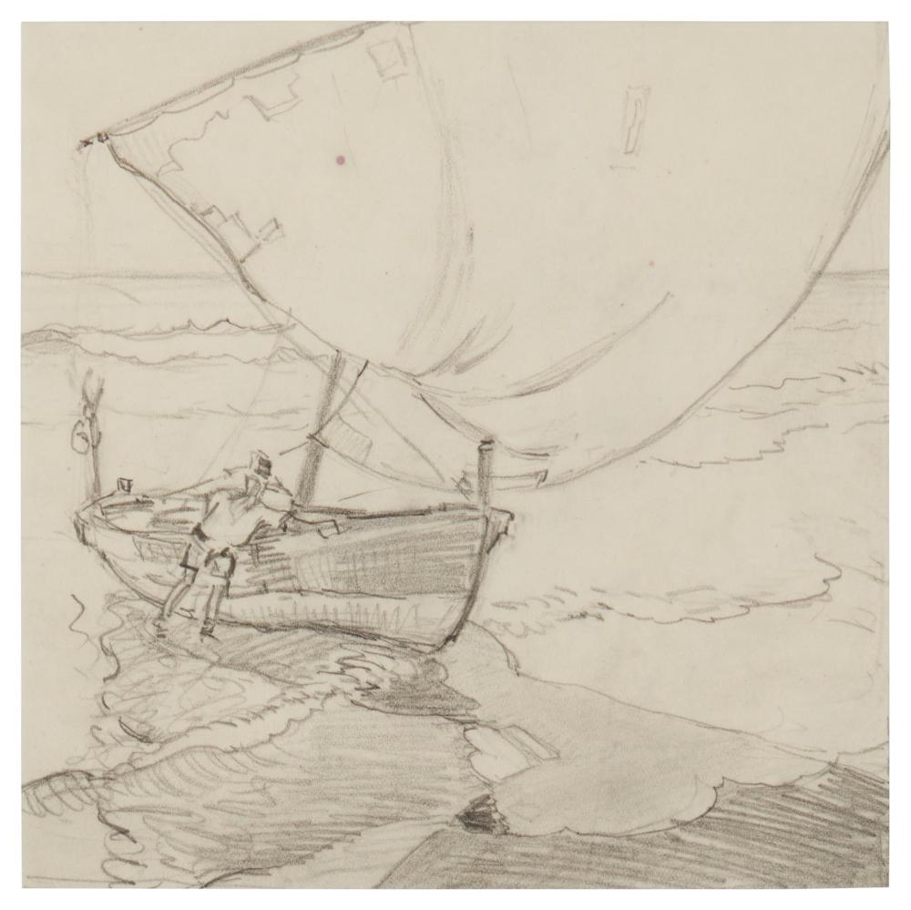 Appraisal: Arthur G Rider - Spanish Fishing Boats Graphite on paper