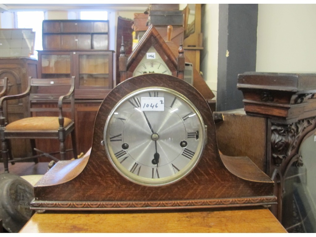 Appraisal: Victorian rosewood mantel clock and an oak mantel clock