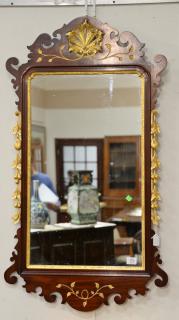 Appraisal: Margolis Chippendale style mahogany mirror with gilt plum signed Margolis