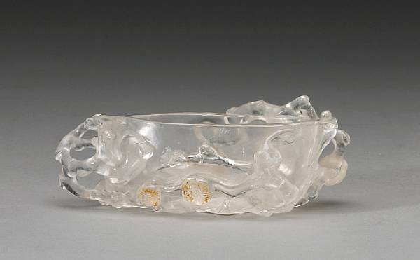 Appraisal: A rock crystal oval coupe with branch decoration Its low