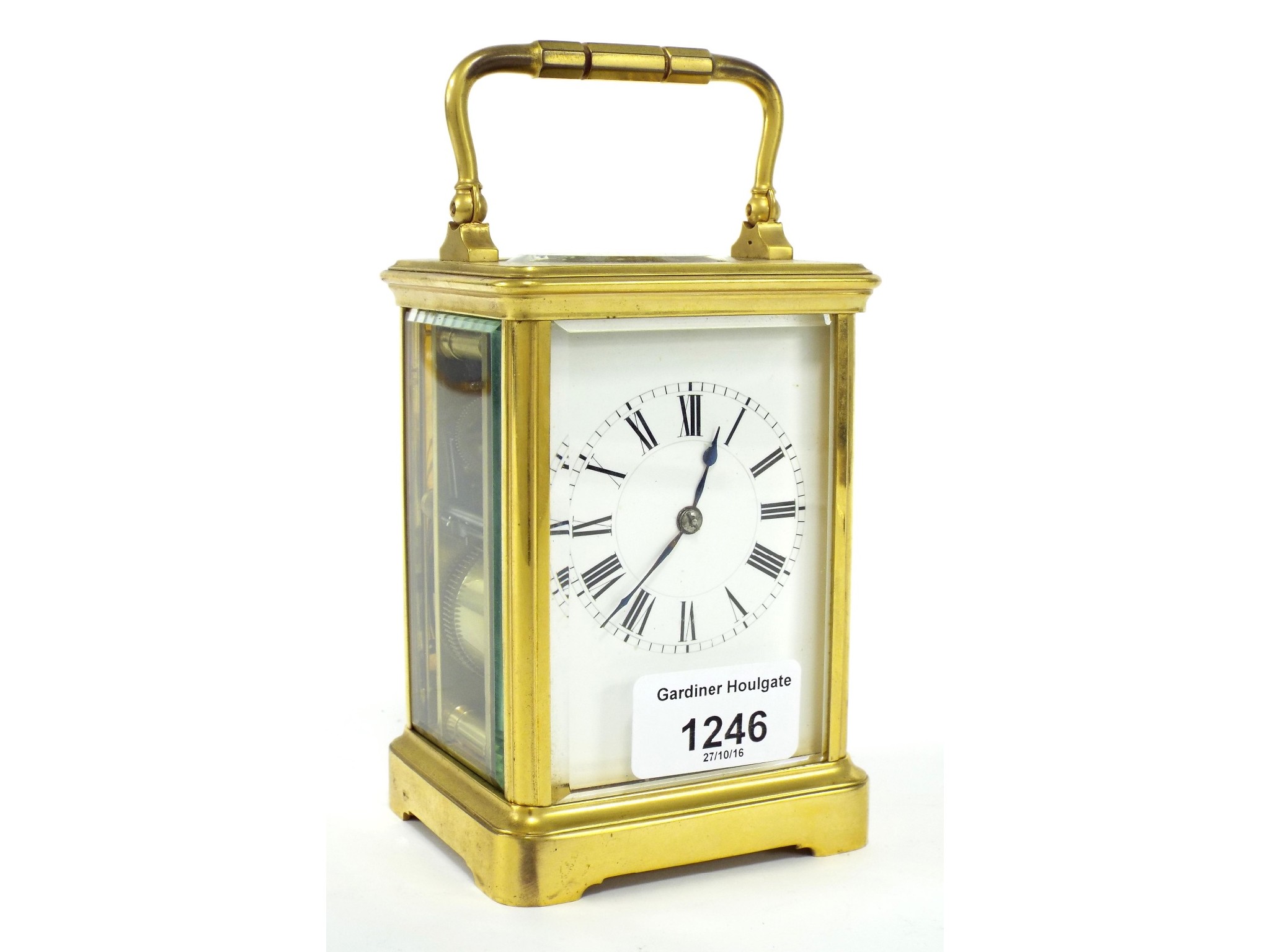 Appraisal: French Jacot carriage clock striking on a gong within a