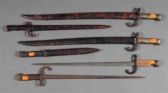 Appraisal: Six assorted bayonets mostly French battlefield relics th and th