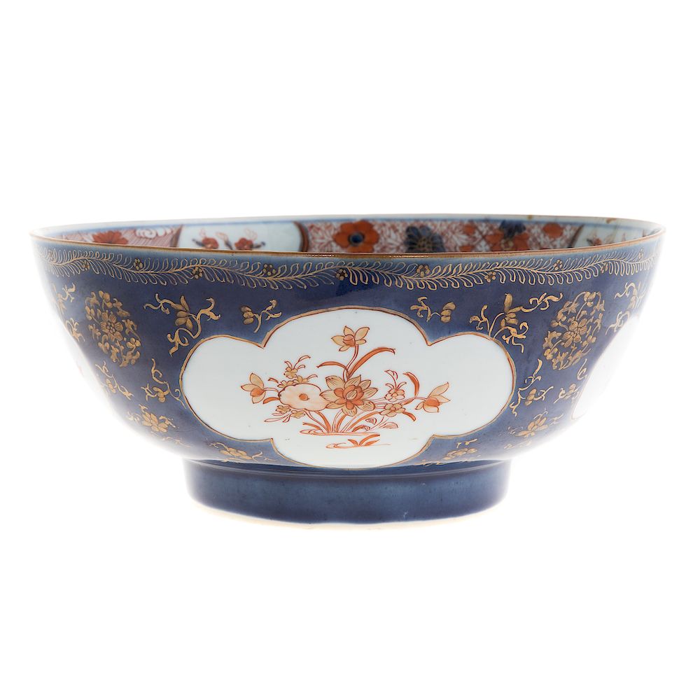 Appraisal: Chinese Export Imari Punch Bowl circa exterior with blue ground