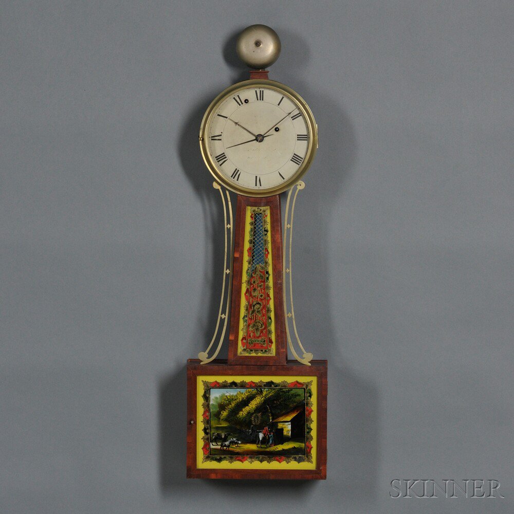 Appraisal: Aaron Willard Jr Alarm Timepiece or Banjo Clock Boston Massachusetts