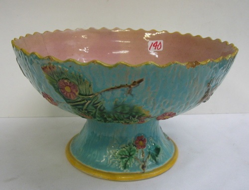 Appraisal: AN ENGLISH MAJOLICA POTTERY FRUIT BOWL th C having flower