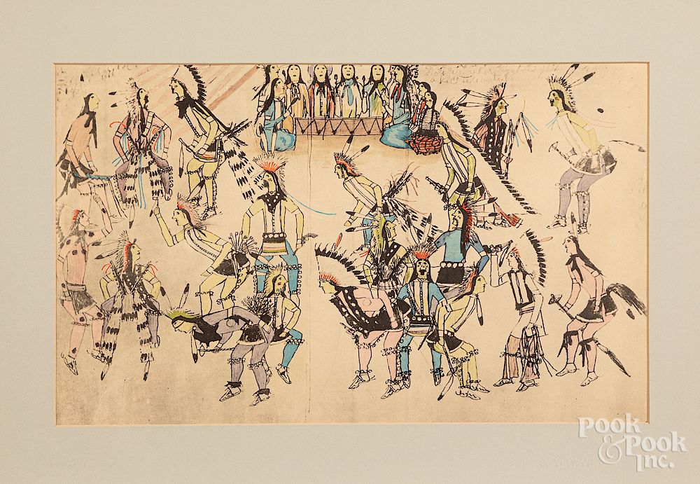 Appraisal: Four lithograph drawings of Sioux Indians Exclusive on Bidsquare Four