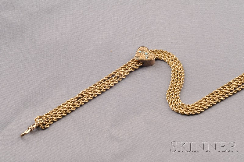 Appraisal: Antique kt Gold Watch Chain and Slide consisting of double