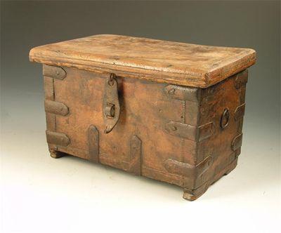 Appraisal: An Indian hardwood and iron bound small chest th century