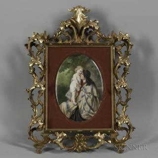 Appraisal: Continental Porcelain Plaque Depicting a Mother and Child th century