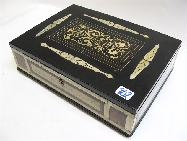 Appraisal: EBONY AND IVORY ENGLISH WRITING BOX c ebony and other