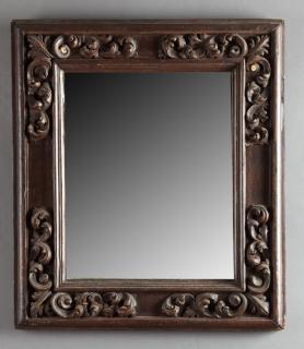 Appraisal: American Carved and Stained Baroque-Style Mirror mid- th century with