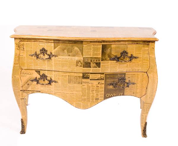 Appraisal: A Louis XV style decoupage decorated commode height in width