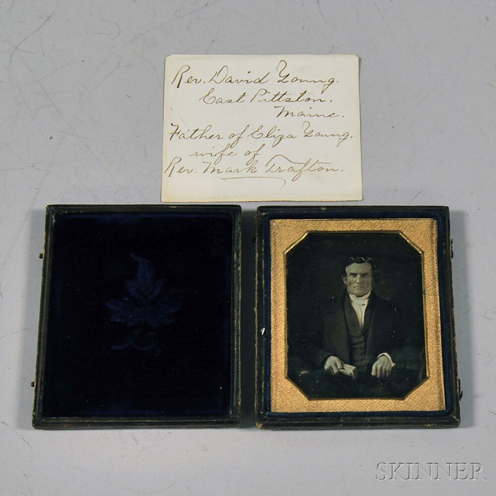 Appraisal: Quarter-plate Daguerreotype of Rev David Young of East Pittston Maine