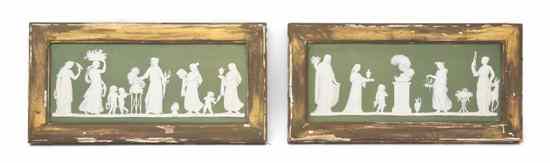 Appraisal: A Pair of Continental Jasperware Plaques in white on green