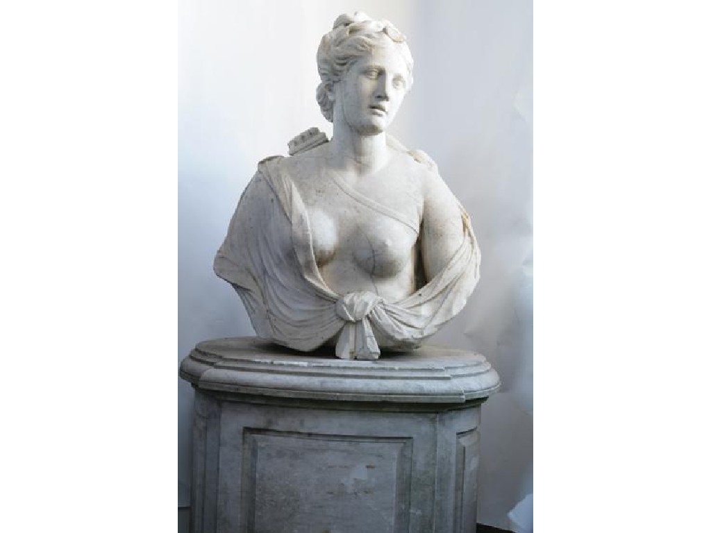 Appraisal: MICHAEL SHEE A MARBLE BUST OF DIANA carrying a quiver