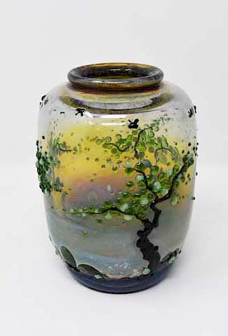 Appraisal: Art glass vase sign John Nygren Art glass vase sign