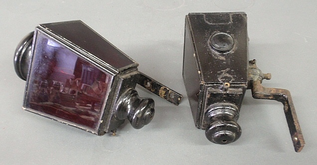 Appraisal: - Pair of early electric lanterns probably automobile each with