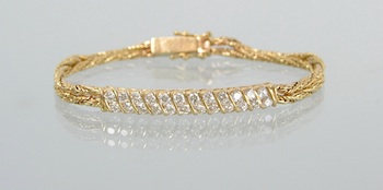 Appraisal: A Ladies' Diamond Bracelet k yellow gold double chain bracelet