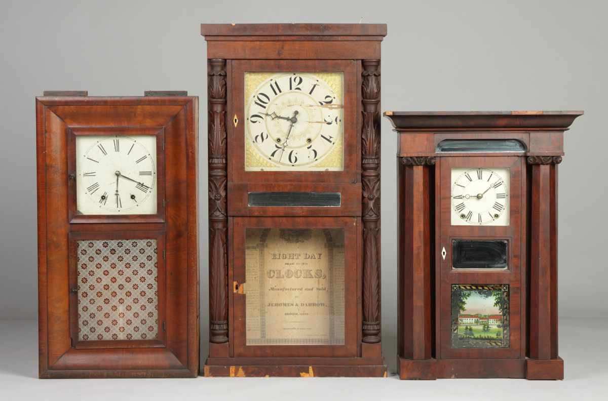 Appraisal: Shelf Clocks Lot Jerome Co Ogee Clock Mahogany case with