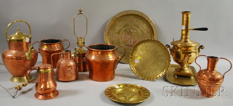 Appraisal: Group of Decorative Copper and Brass Metalware including a brass