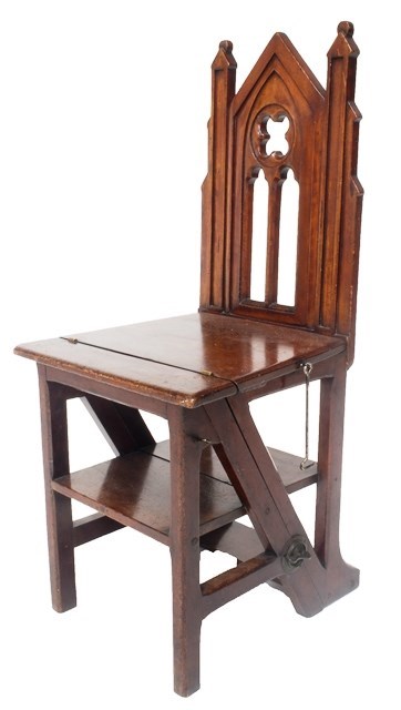 Appraisal: A Victorian Gothic Revival mahogany metamorphic library chair Illustrated