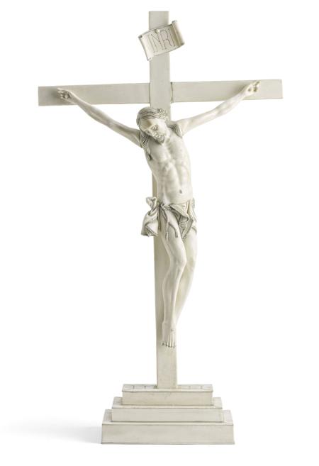 Appraisal: A th century Goan ivory crucifix of typical form the