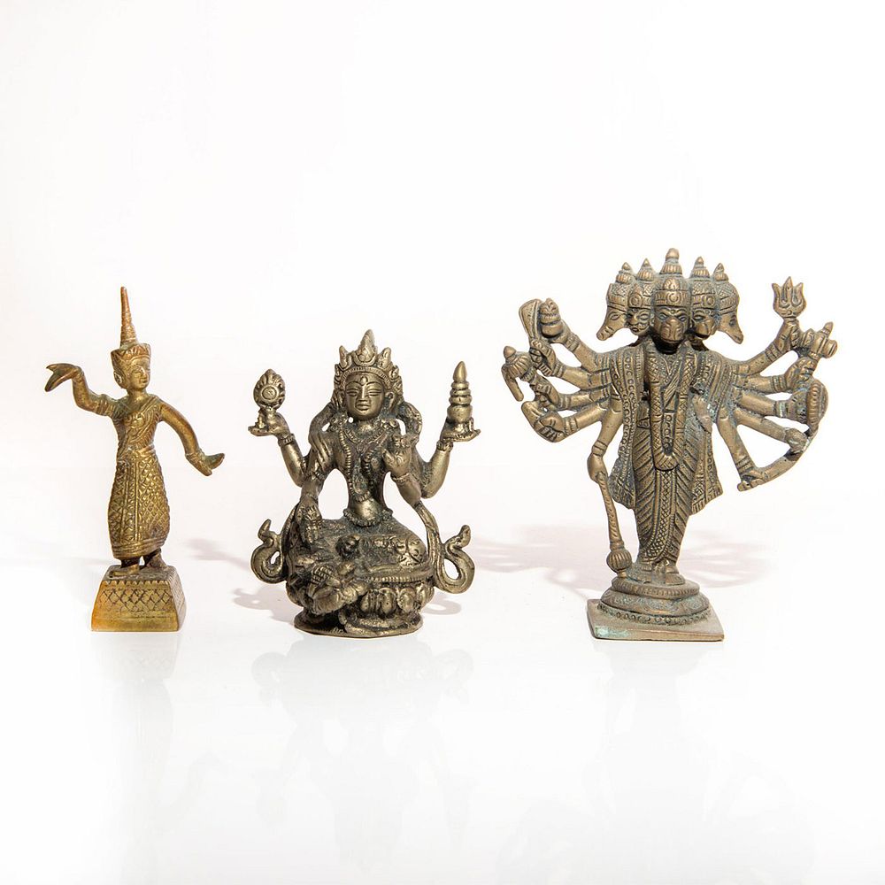 Appraisal: TRIO SMALL CAST METAL DEITY FIGURINES Asian Buddhist and Hindu