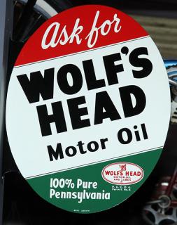 Appraisal: Wolfshead Motor Oil mint flange sign x Wolfshead Motor Oil