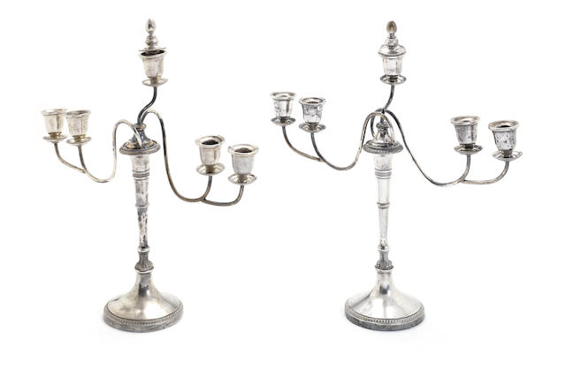 Appraisal: A pair of mid th century Italian silver candelabra maker's