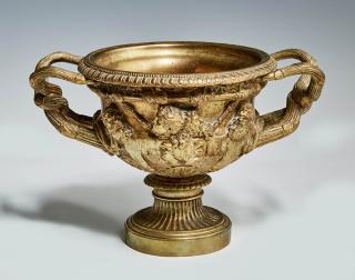 Appraisal: French Gilt Bronze Coupe th c with relief gra French