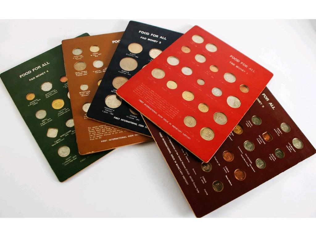 Appraisal: NINE PROPIETORY PRINTED CARD COIN HOLDERS CONTAINING WORLD 'FOOD FOR