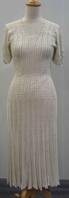 Appraisal: Crochet evening gown in cream rayon circa Provenance Peter Marsden