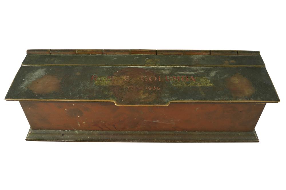 Appraisal: BRASS SHIP'S BOXlid stamped R M S Columba - with