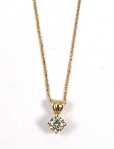 Appraisal: DIAMOND AND YELLOW GOLD PENDANT NECKLACE the pendant suspended on