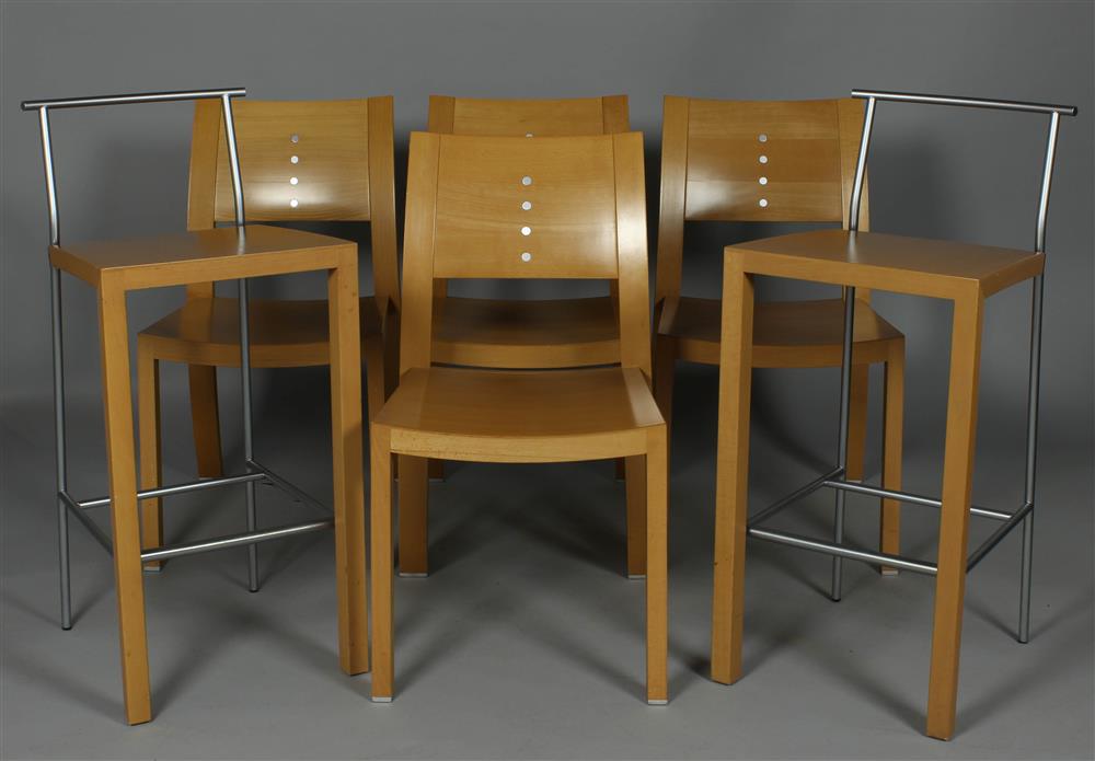 Appraisal: FOUR LIGHT CHERRY VENEER CHAIRS TOGETHER WITH TWO LIGHT CHERRY