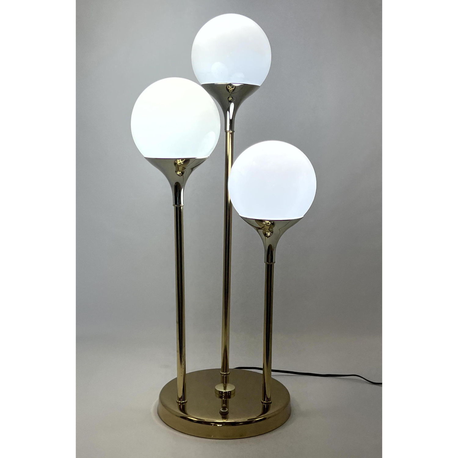 Appraisal: Modernist Three Ball Shade Table Lamp Brass Tone Metal Finish