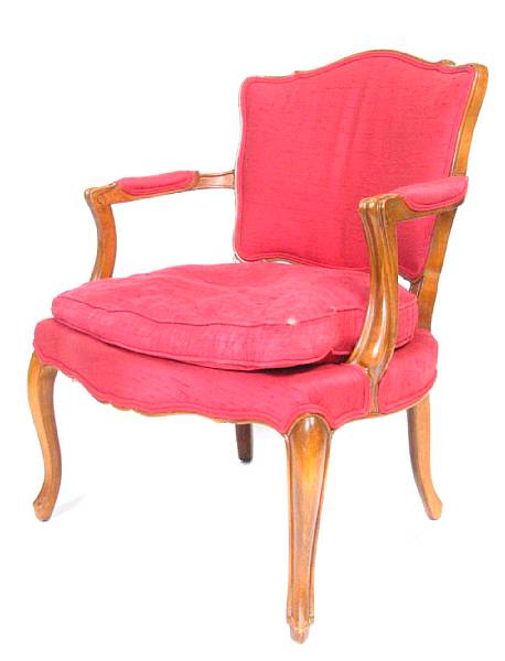 Appraisal: A Louis XV style carved walnut fauteuil late th century