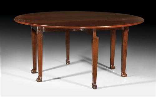 Appraisal: ROUND MAHOGANY DINING TABLE AUX PATTES DE LIONS Empire stamped