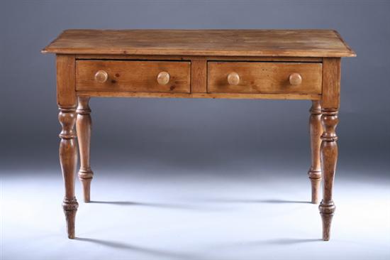 Appraisal: ENGLISH PINE COUNTRY WRITING TABLE th century Molded-edge top over