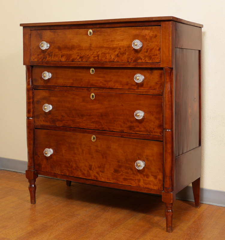 Appraisal: TH CENTURY DRAWER CHERRY CHEST Highly grained case with graduating