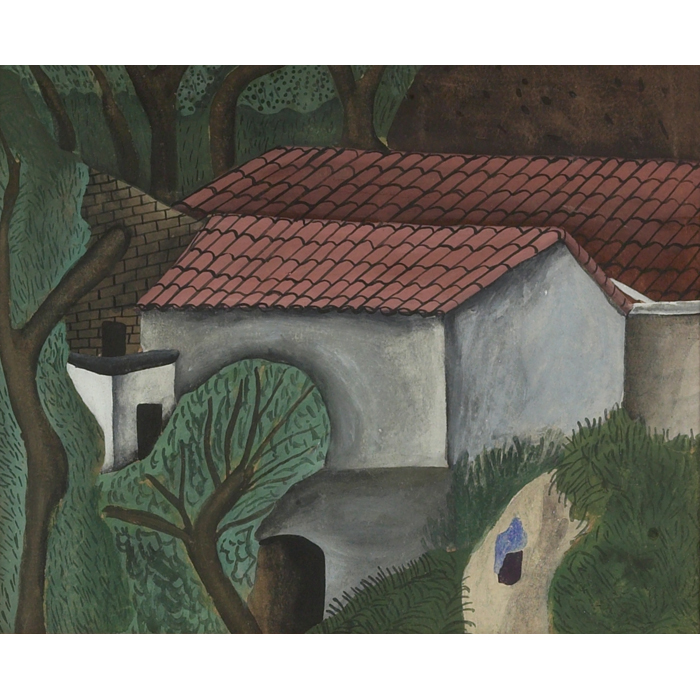 Appraisal: Emil Armin American - House in the Hills watercolor and