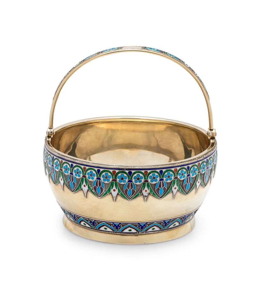 Appraisal: A Russian Silver-Gilt and Enamel Sugar Bowl A Russian Silver-Gilt