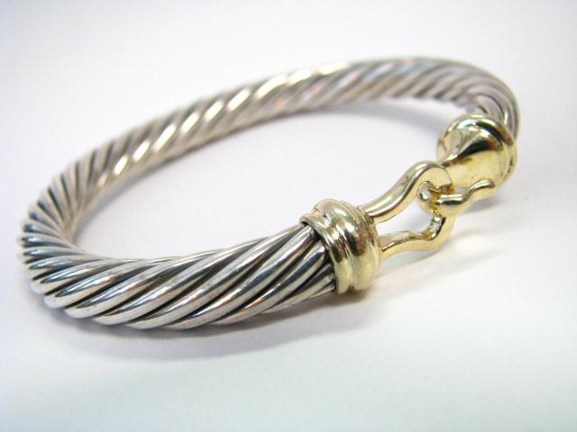 Appraisal: David Yurman Buckle Cuff Cable Bracelet sterling and K yellow