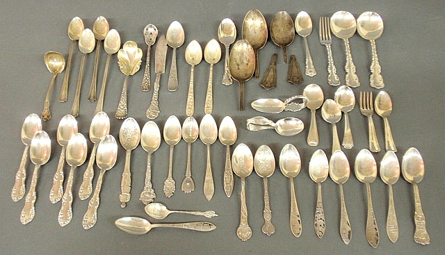 Appraisal: - Group of sterling silver flatware TI souvenir spoons teaspoons