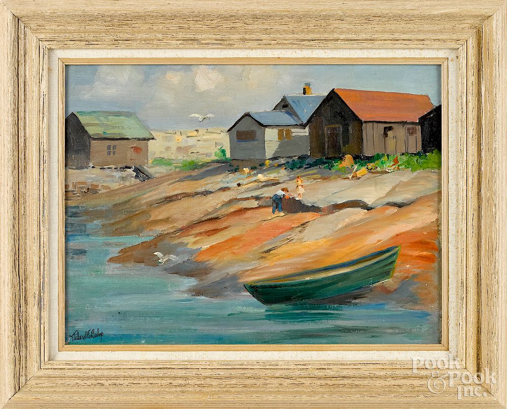 Appraisal: Richard Evett Bishop oil on board coastal scene Richard Evett